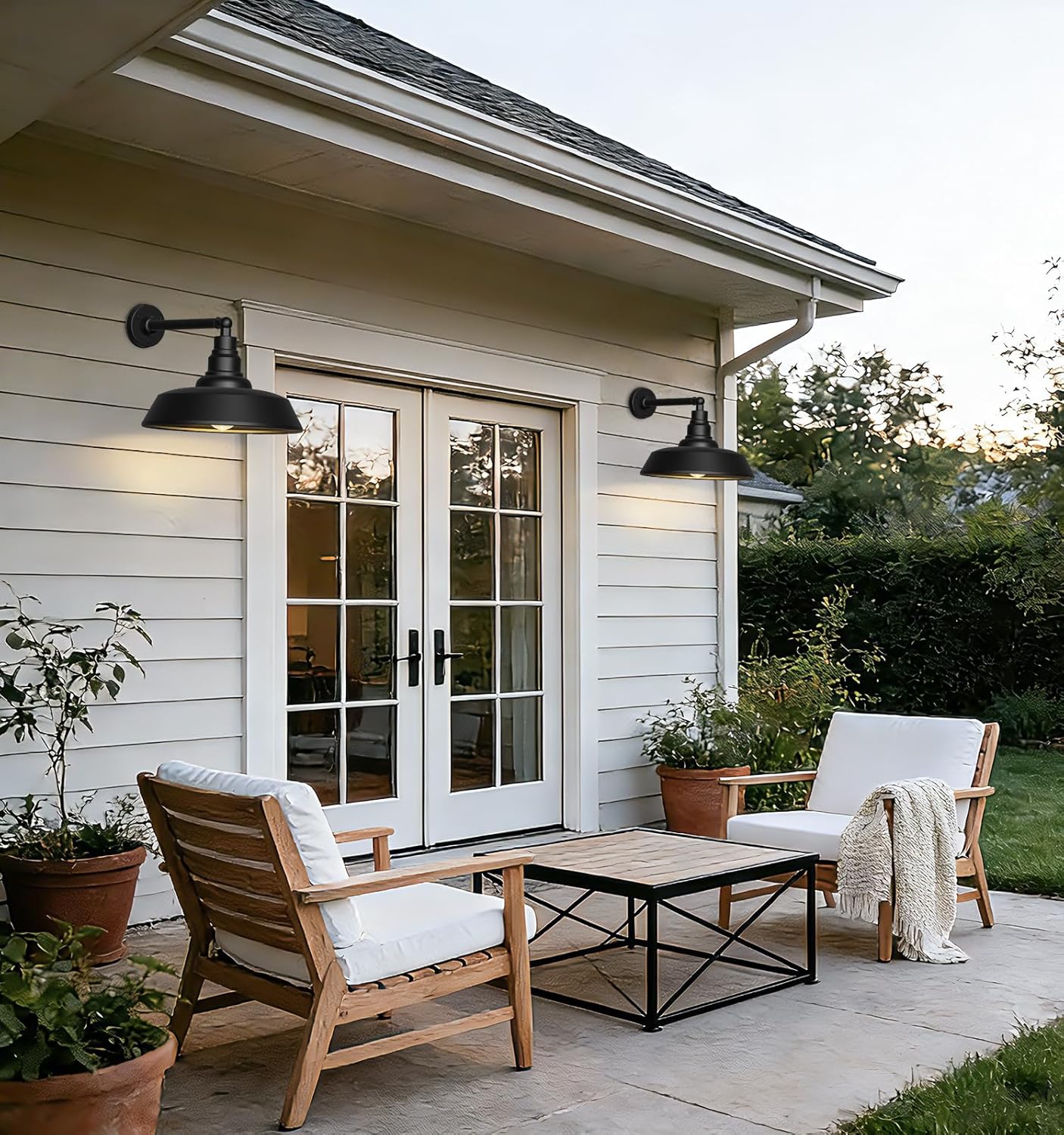 18 Large Gooseneck Barn Light - Outdoor Barn Light is Made of Durable, Rust-Resistant Materials for Long-Lasting use, Black Industrial Lighting Fixture for Farmhouse Garage Patio